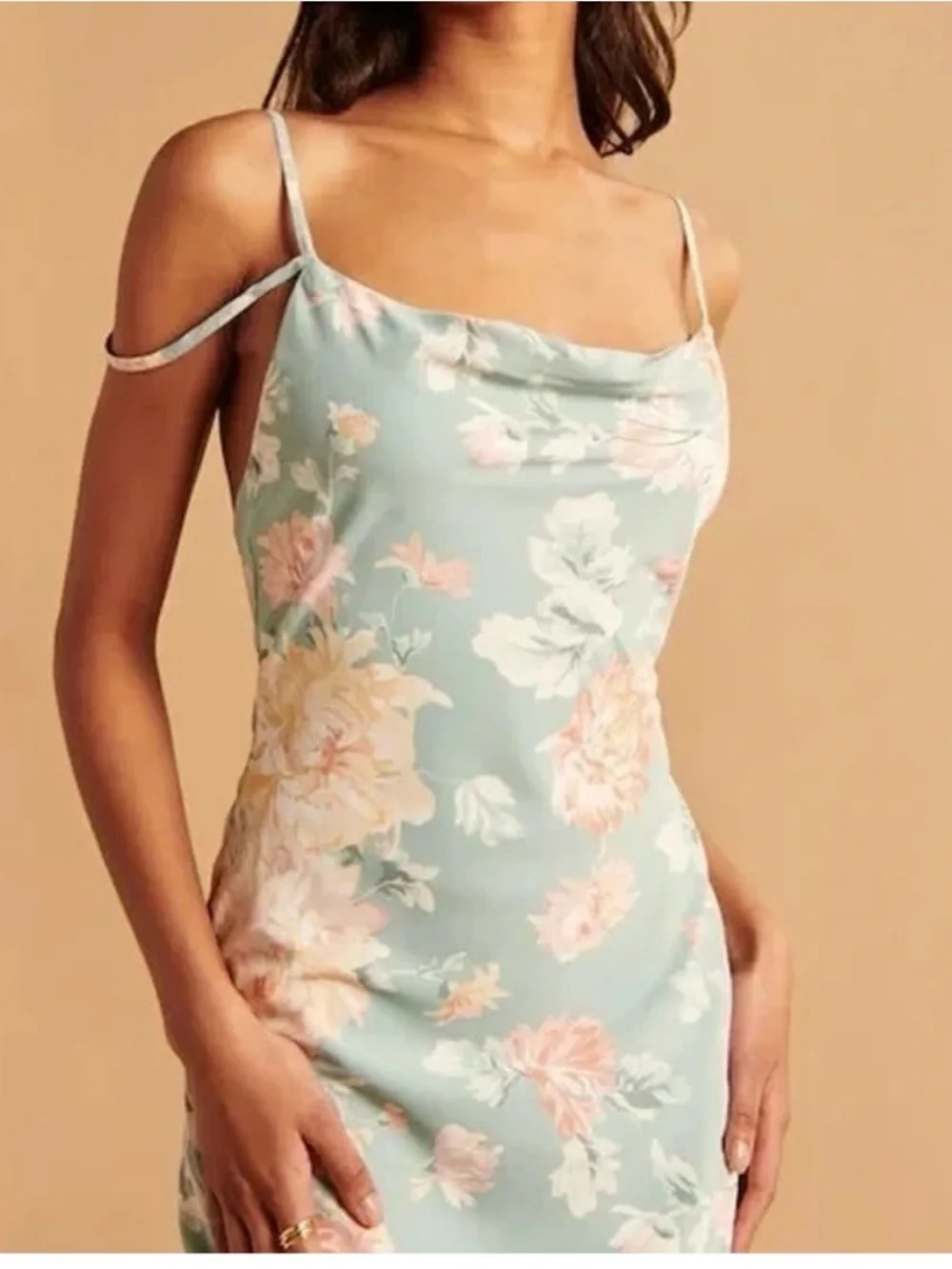 Abercrombie & Fitch floral satin cowl neck maxi slip dress - Picture 2 of 9